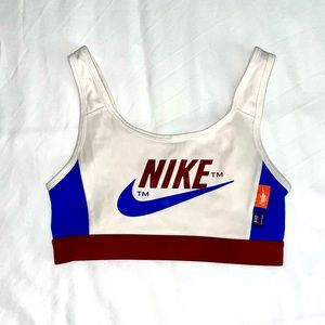 White, red and blue Nike cut-out sports bra in size small